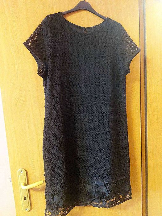 Черна елегантна рокля с плетен ефект – размер XL