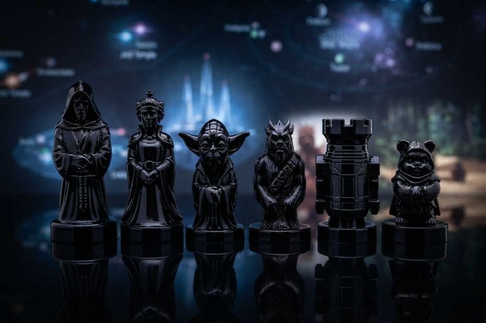 Ce Univers Iti Place? 10 Seturi Sah Tematice din Filme si Jocuri | Supereroi, Saga Galactica, Fantasy, Arena | 32 Piese Rasina 14K