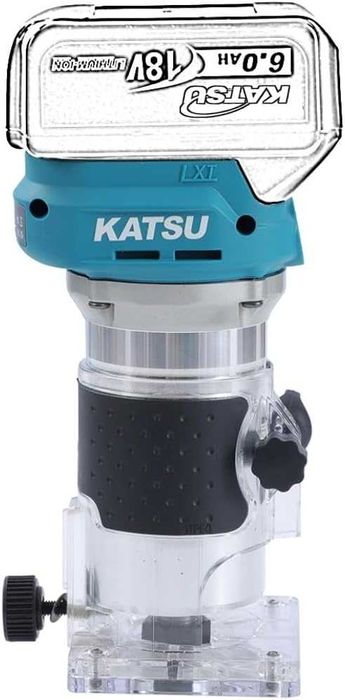 Mașină de frezat pentru lemn fără fir KATSU FIT-BAT cu motor fără perii, compatibilă cu acumulatori 18V, pentru profilare, laminare și îmbinări