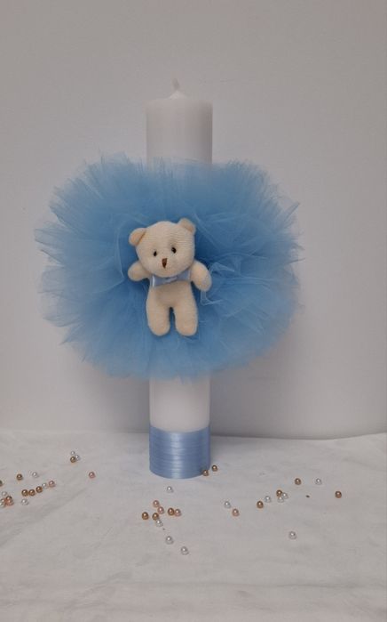 Lumânări de Botez Luxoase Îmbrăcate în Catifea – 35x6 cm