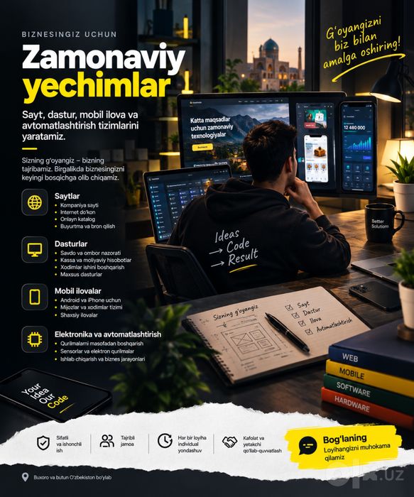 Biznes uchun sayt, dastur va mobil ilovalar yaratamiz