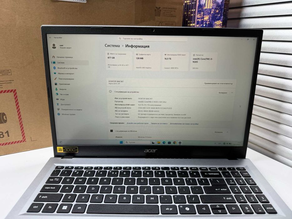 ! Като Нов ! Acer Aspire GO 15 512GB 16GB Ram Гаранция