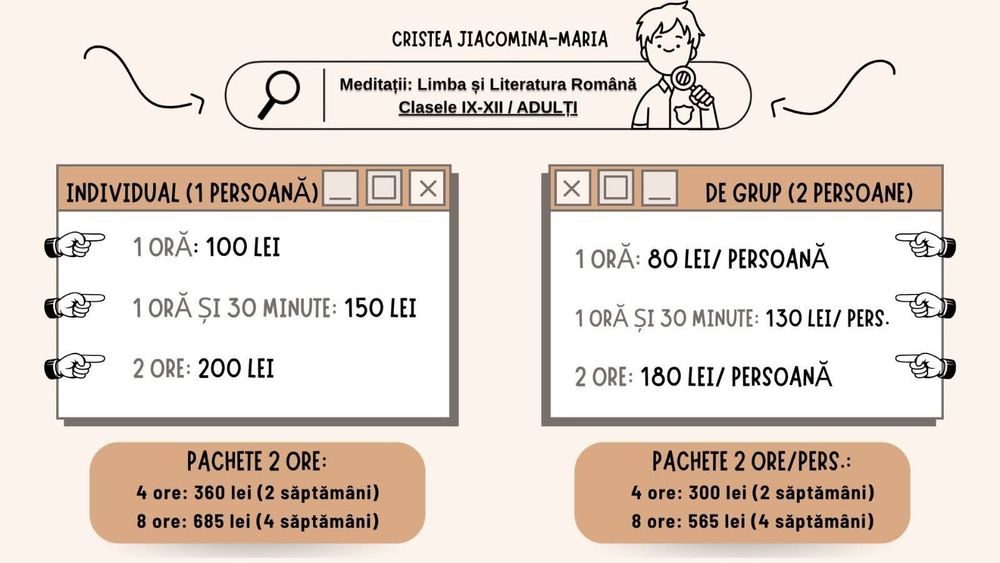 Meditații pentru bacalaureat/recuperare/aprofundarea materiei: Limba și literatura română (clasele IX-XII) - online sau fizic (Iași)