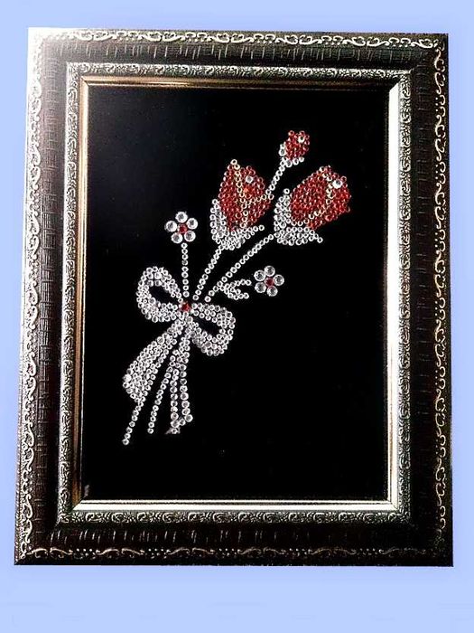 РОЗЫ из страз на стекле