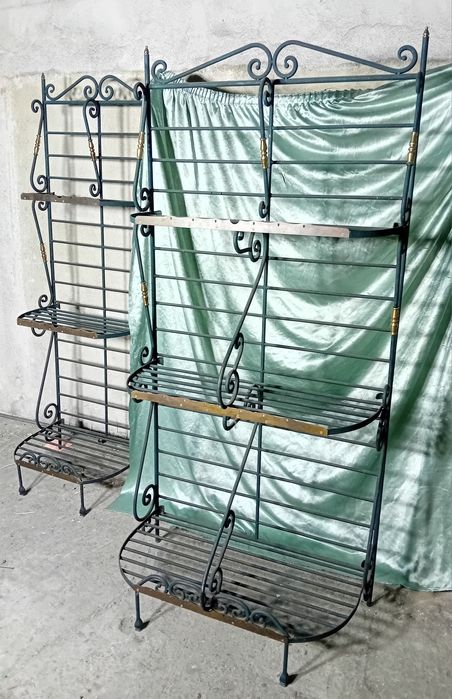Ковано желязо месинг стелаж, етажерка, шкаф, витрина French Baker Rack