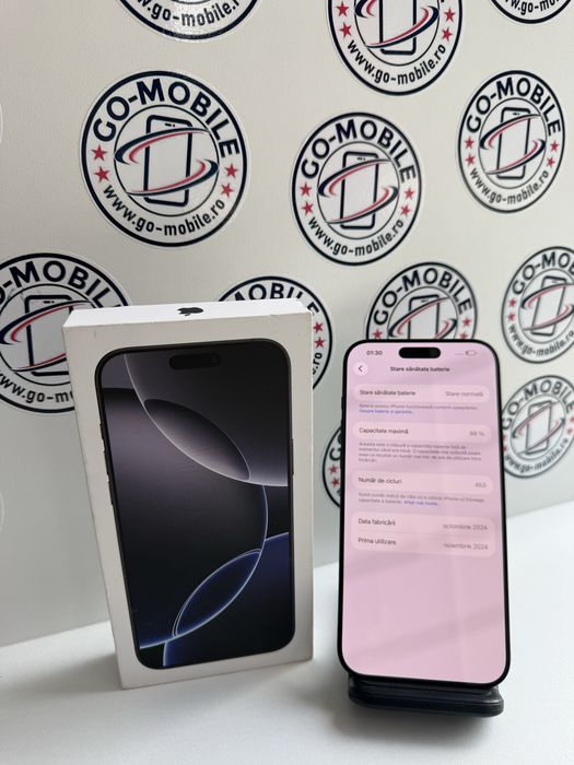 iPhone 16 Pro Max - 256GB - Negru - 88% - Impecabil - Garantie