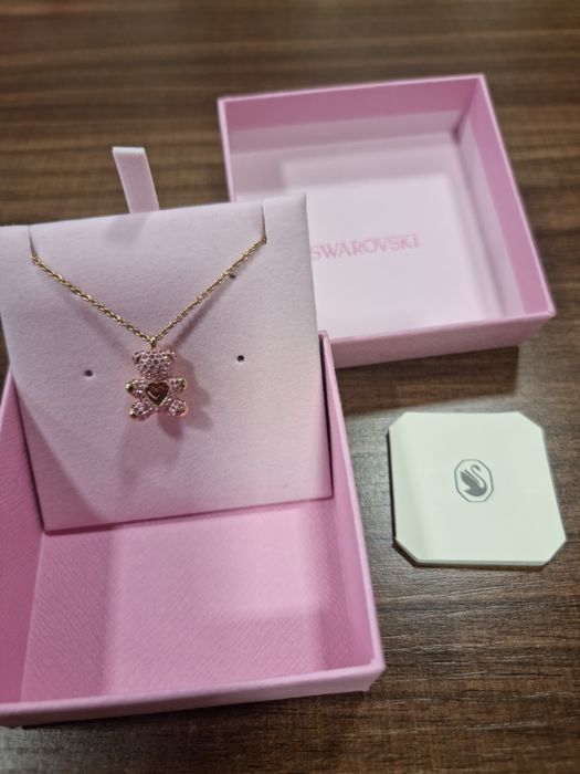 Ново Колие Swarovski - Bear, Pink, 18K rose gold finish