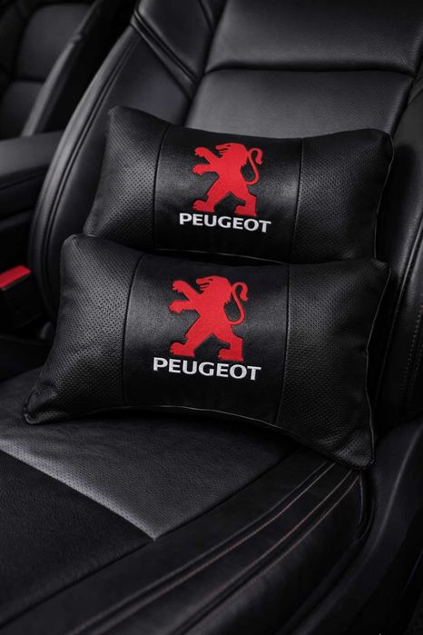 възглавнички за автомобил Пежо PEUGEOT бродирани Кожа 2 броя
