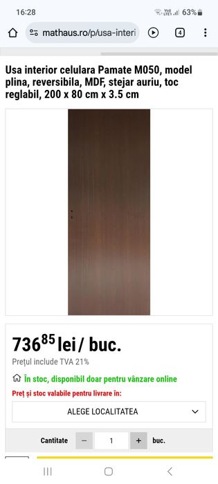 Uși interior , NOI , 2 bucati..