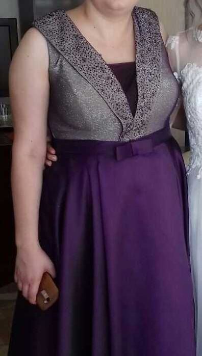 Rochie lunga de seara / revelion / nunta / nasa / gala mov cu argintiu