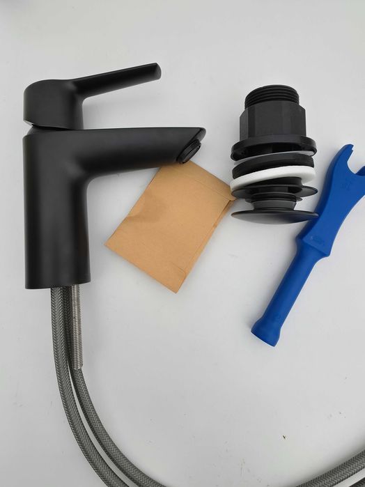 Baterie lavoar Grohe Start negru mat cu ventil Click-Clack