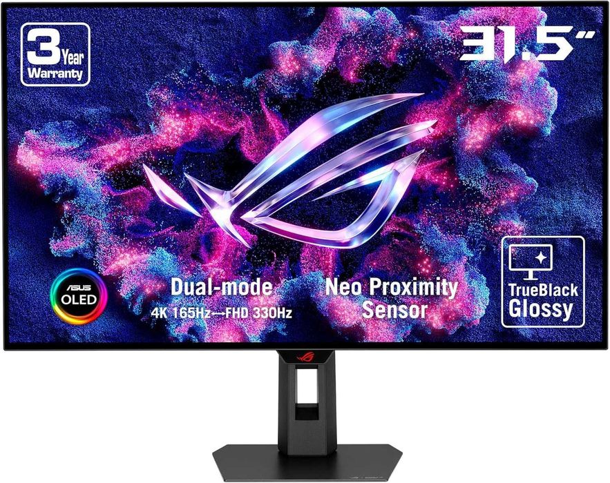 Нов Гейминг Монитор ASUS - ROG Strix XG32UCWG, OLED, 31.5'', 2 години Гаранция, 4K/165Hz, FHD/330Hz, 0.03ms