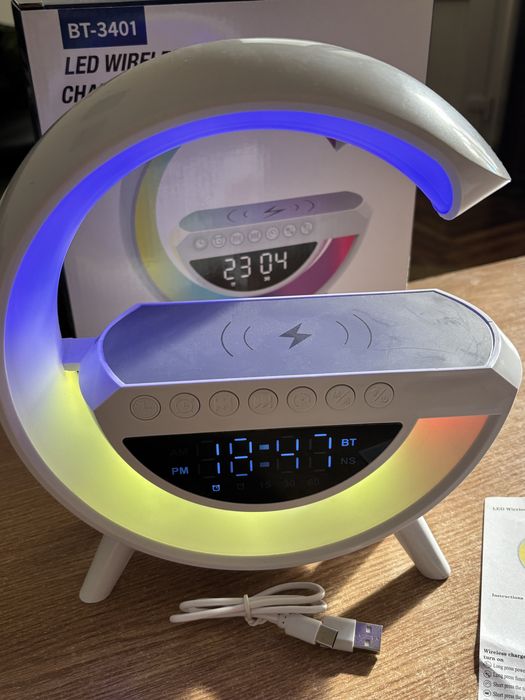 Boxă Bluetooth BT-3401 cu Încărcător Wireless și Ceas Alarmă LED