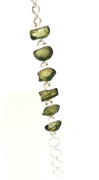 Brățară moldavite natural și pandantiv pirita