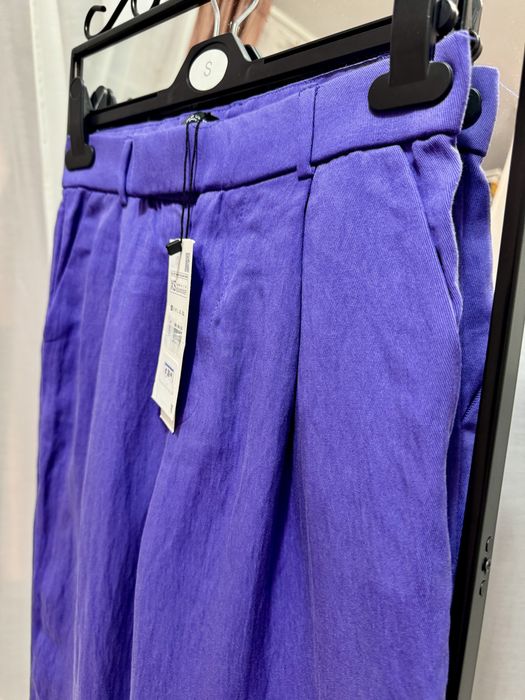 Pantaloni Slip Fare Wide Leg Mix Lyocell Mov Zara, Mărimea XS