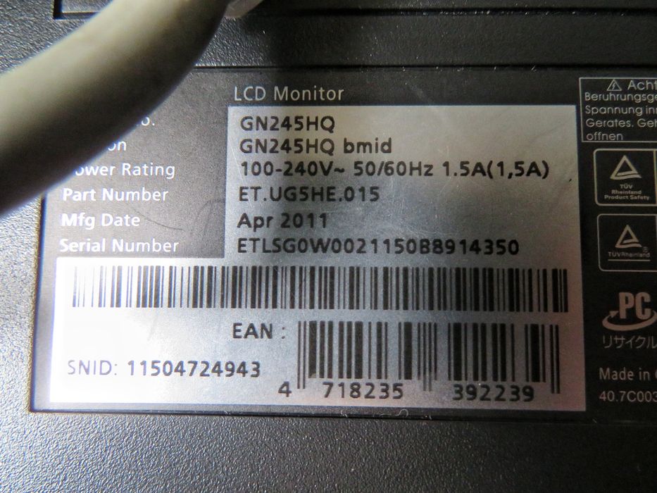 ACER GN245HQ на части