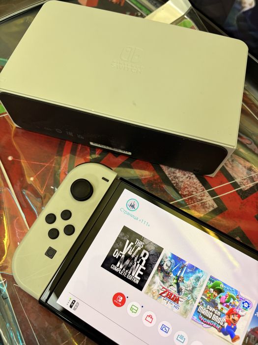 Прошитая Nintendo Switch Oled в белом цвете, UlTRA, 128Gb