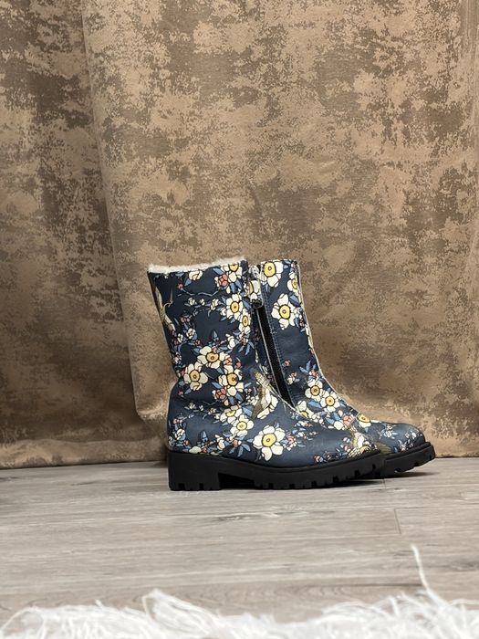 DSQUARED2 Кожаные Сапоги синие, с узорами Длина Стельки : 19 см