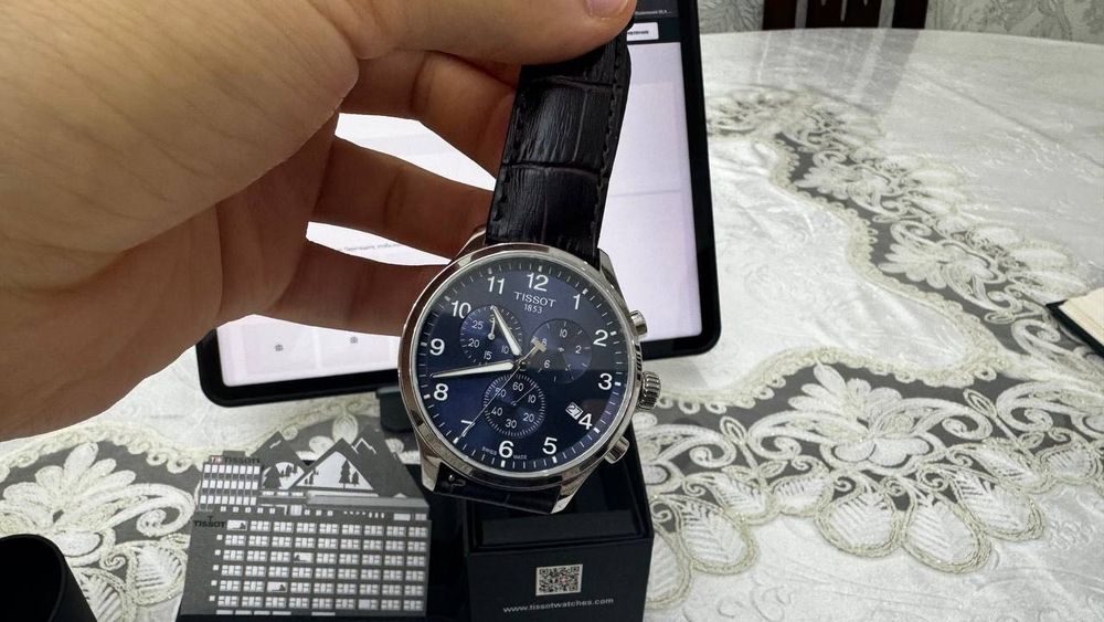 Tissot Chrono XL Classic 45mm Swiss Qaurtz Blue Dial Brown strap торг