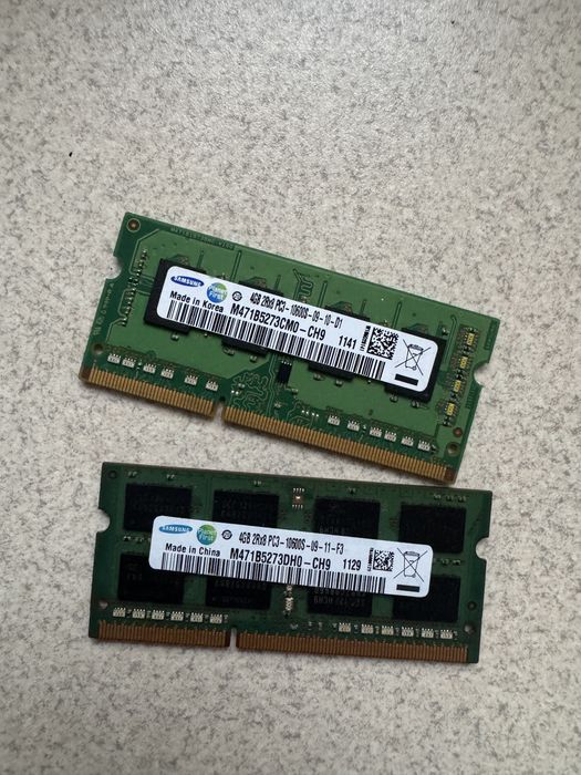 Vând set 2x4GB RAM DDR3 pentru laptop – Samsung