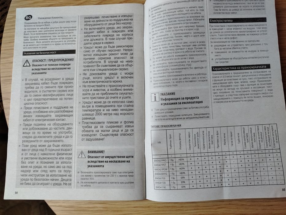 Перяща прахосмукачка BOSH