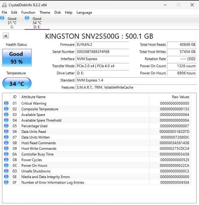 SSD PCIe 4.0 512GB Kingston NVMe M.2