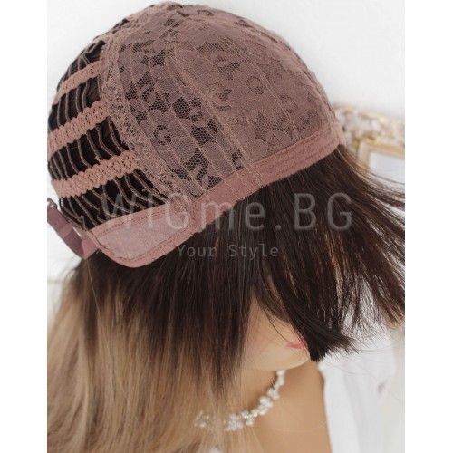 Дълга светлокестенява омбре перука с бретон Емилия