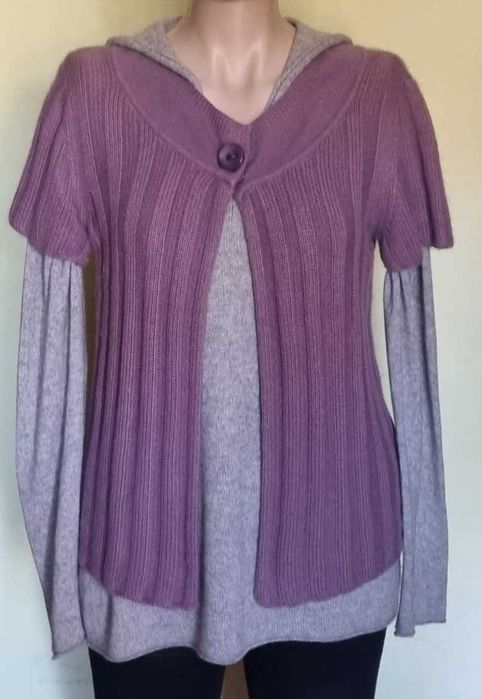 Cardigan cu maneca scurta, lana 50%, angora 40%, poliamid 10%, s-m