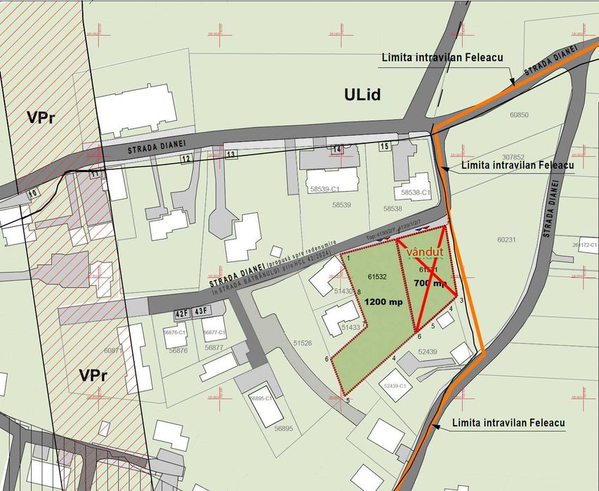 Teren 700 mp în Făget–Feleacu, Strada Dianei | CU + proiect DTAC inclus