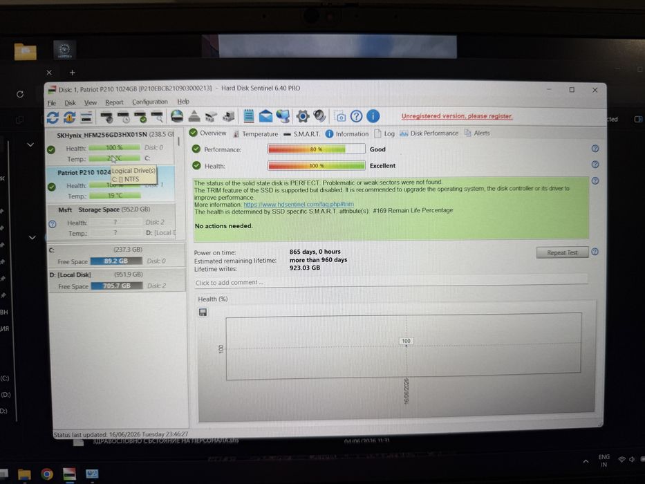 SSD Patriot 1TB перфектно състояние