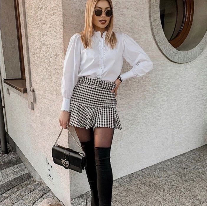 Къса карирана пола ZARA