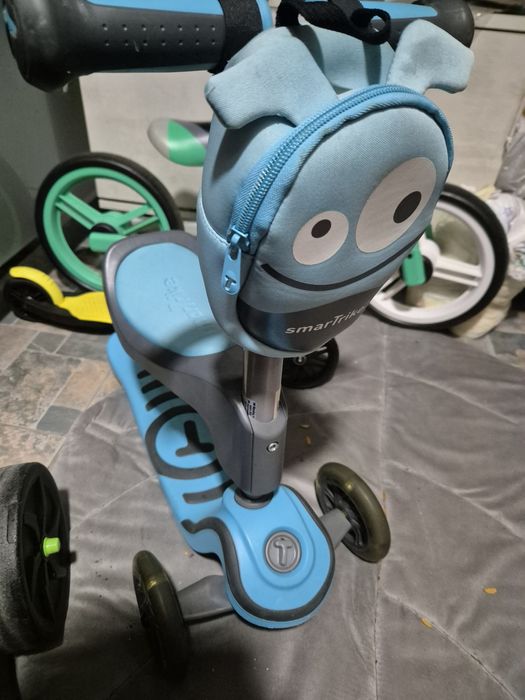 Trotineta copii SmarTrike T1 albastru cu luminite si gentuta