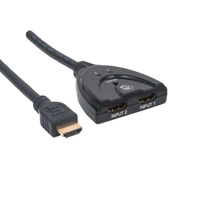 Сплитер Manhattan, от HDMI(м) към 2x HDMI(ж), 0.5m, черен