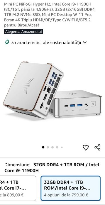 Mini PC NiPoGi Hyper H2/ i9-11900H/ 32gb RAM/ 1 TB SSD, Nou