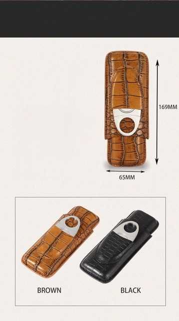 Калъф от телешка кожа за 2 пури със ножичка