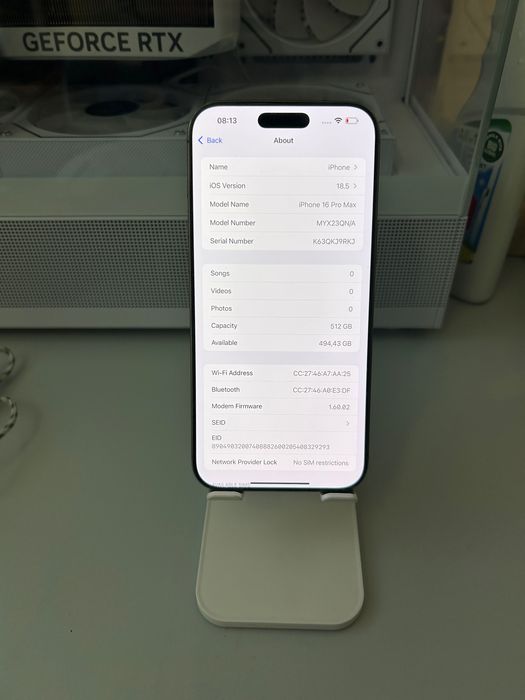 Telefon Apple iPhone 16 Pro Max 5G,Desert Titanium,512GB, baterie 93%