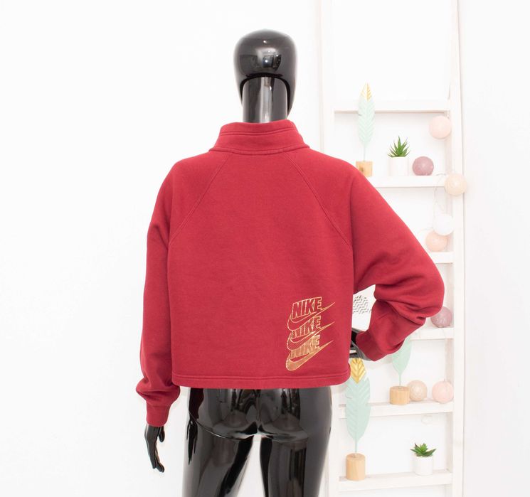 Nike оригиналнен дамски суичър вишнав златист цип лого Just Do It M
