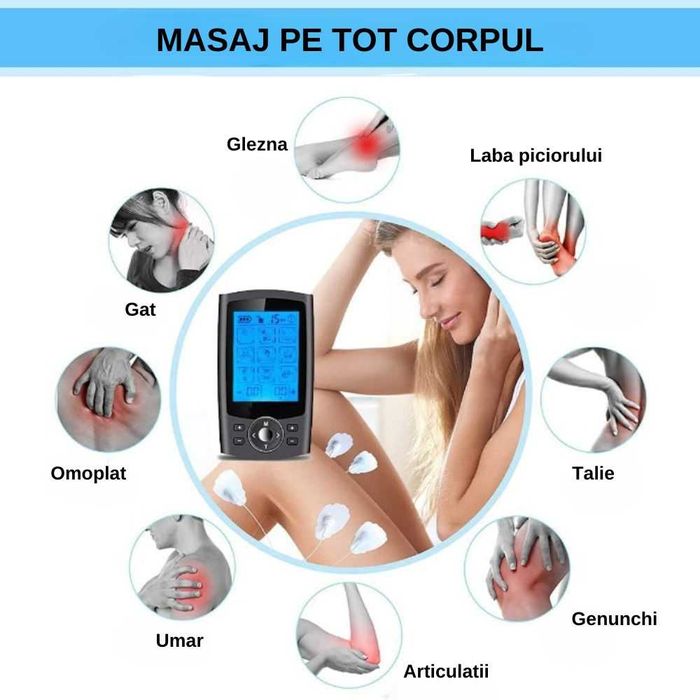 Aparat de masaj cu electrostimulare, 36 Moduri de masaj, Negru