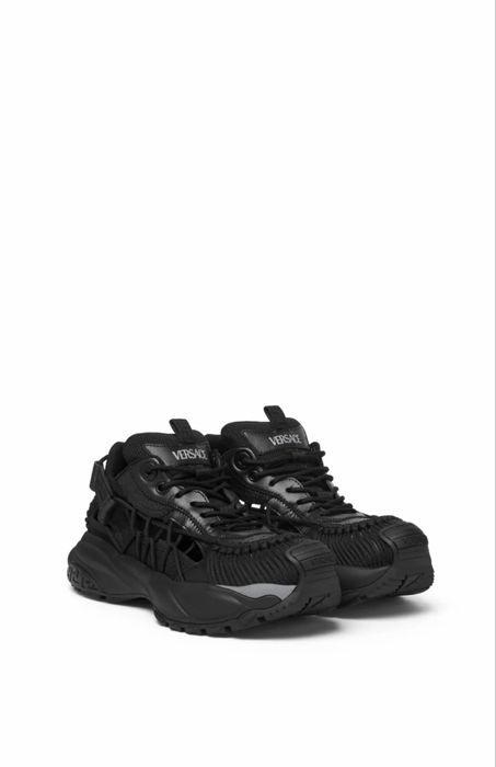 Versace Black Leather Athletic Men's Sneakers