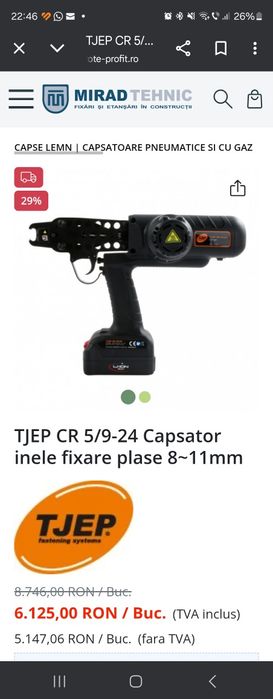 Pistoale legat sârmă Capsator inele fixare plase TJEP CR 5/9-24