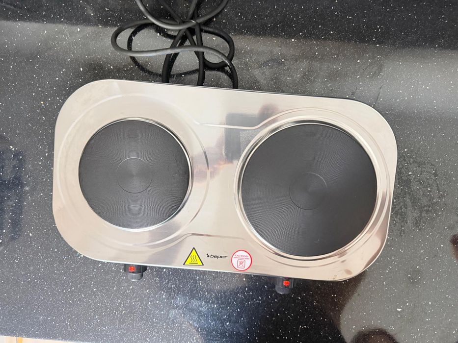 Plită electrică dublă Beper - Portabilă, carcasă inox (Perfectă stare)