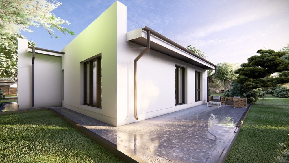 Casă modernă la roșu, parter – Domnești, 500 mp teren.