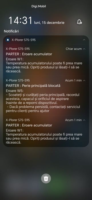 Aspirator robot Rowenta E-xplorer serie 75  defect