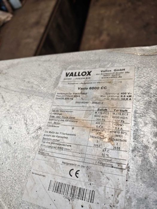 Recuperator de caldura NOU Vallox Vario 6000 cc, pret cu TVA