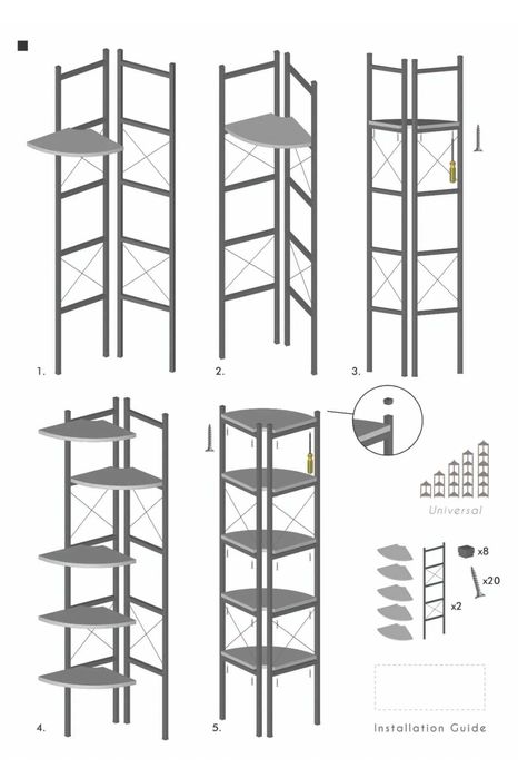 Ъглова етажерка- два цвята