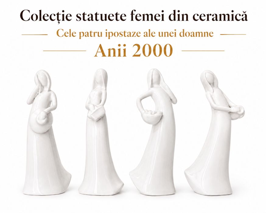 Colectie statuete femei din ceramica Germania motiv Cele patru ipostaze ale unei doamne - statuie cadou bar pub restaurant