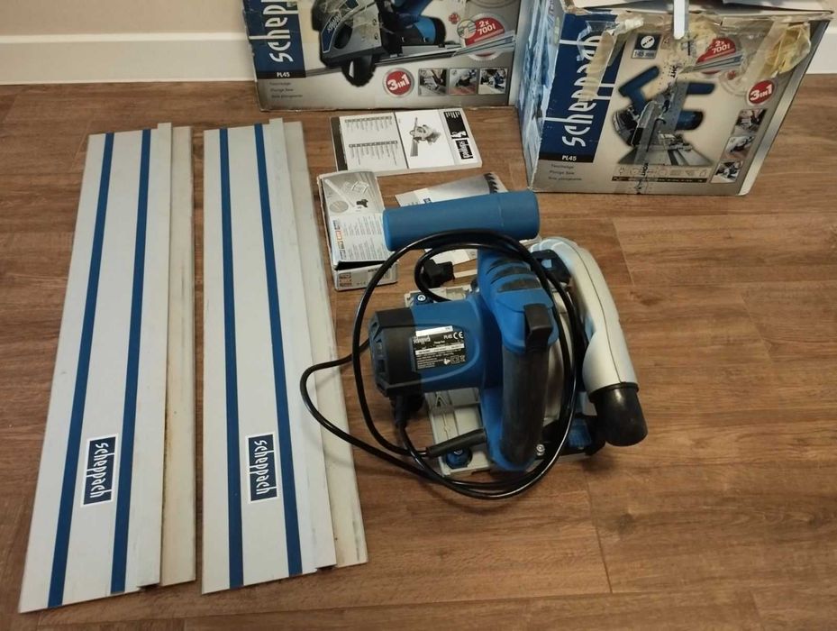 Продавам Ръчен циркуляр Scheppach PL45, 1010 W, ф 145 мм , пълен компплект, почти нов