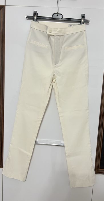 Pantaloni noi Zara , albi , XS