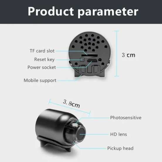 Мини Скрита Камера Охранителна Шпионска Малка Аудио Видео Запис Wi-fi