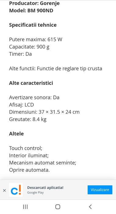 Masina pâine Gorenje